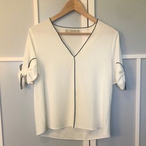 Zara black and white blouse